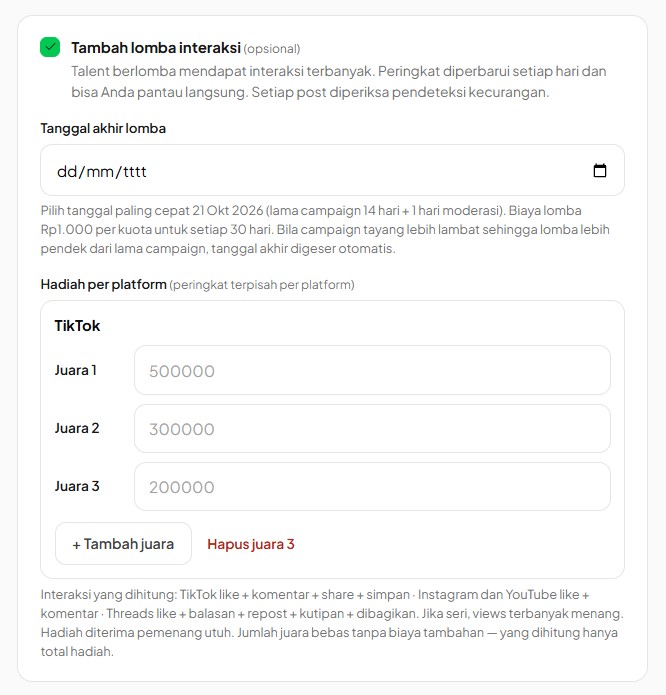 lomba interaksi di nambahcuan brand