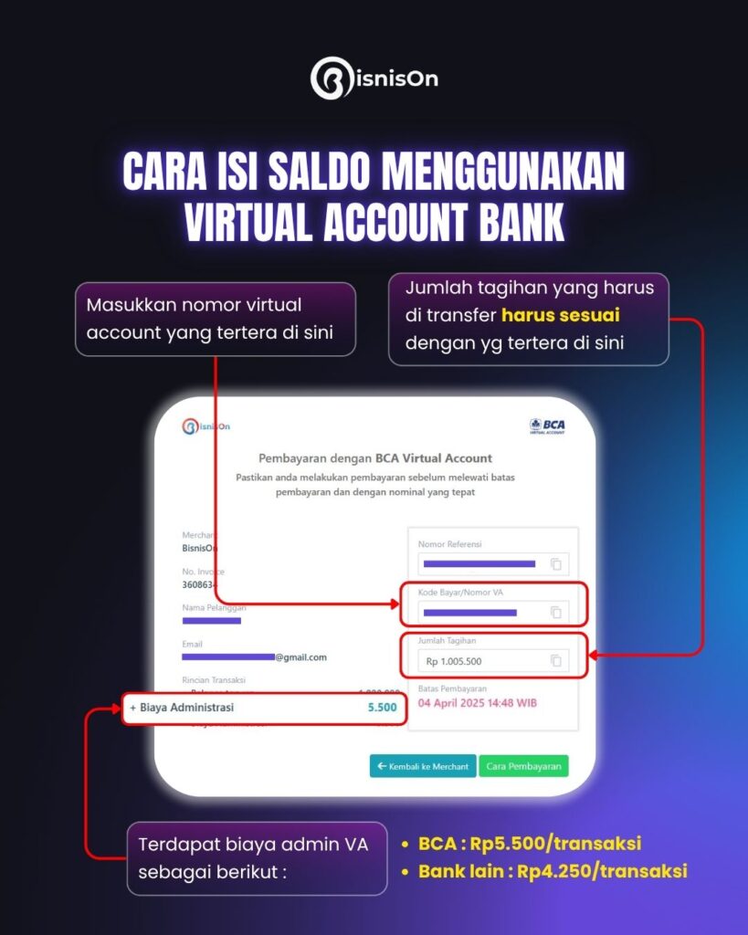 Top up SMM Panel vial Virtual Account Bank