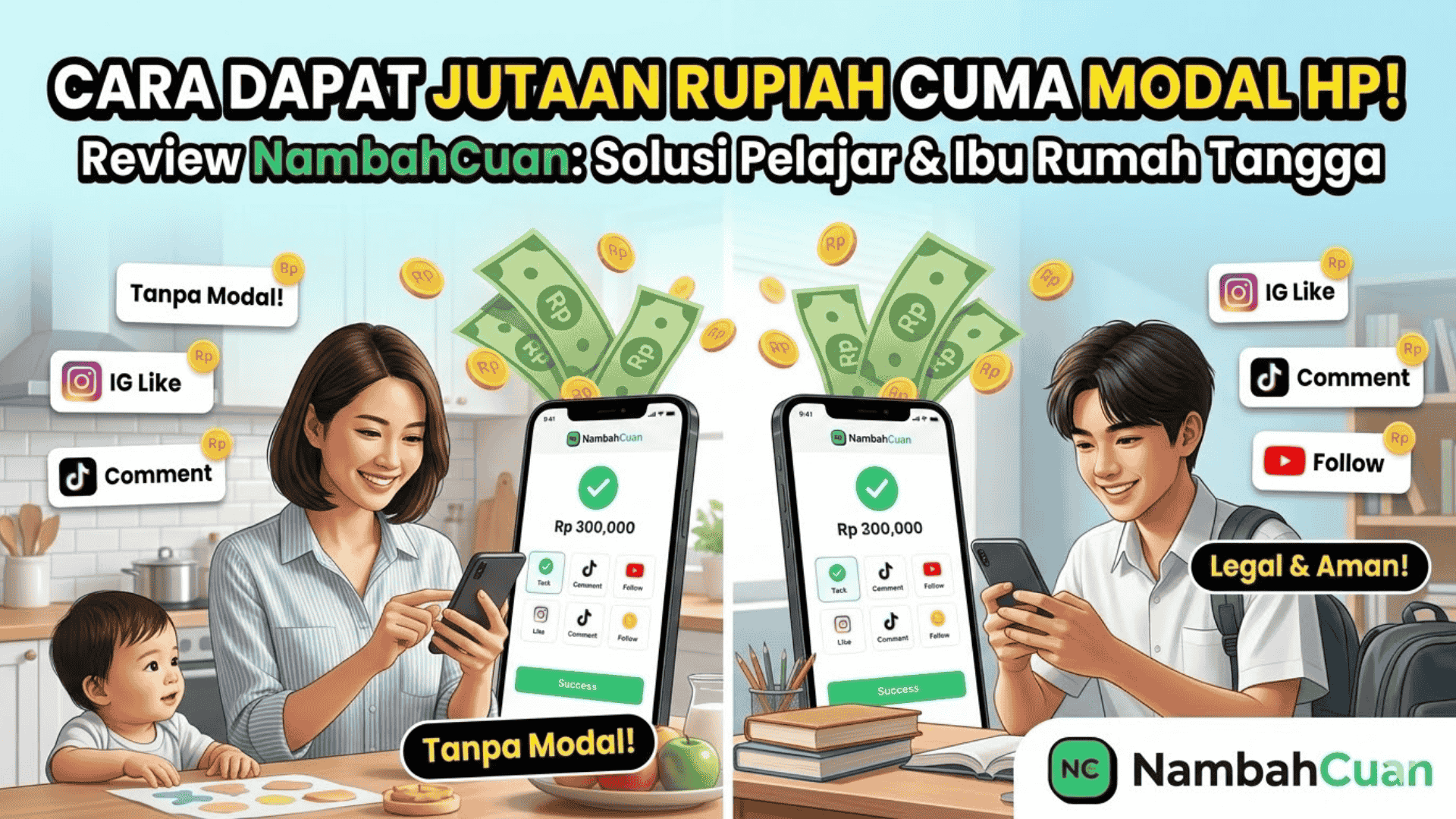 Cara Nambah Uang Ratusan Ribu hingga Jutaan Rupiah Sebulan Cuma Modal HP: Review NambahCuan