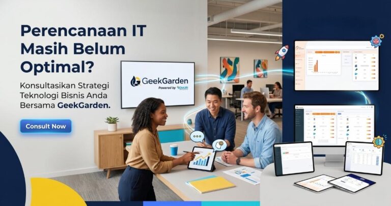 ilustrasi konsultasi perencanaan IT dan strategi teknologi bisnis bersama GeekGarden